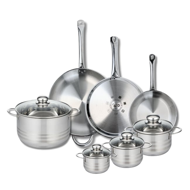 3 poêles 24/28/32cm + 4 faitouts 12/14/16/24cm PROFI BRILLANT gris <span itemprop=