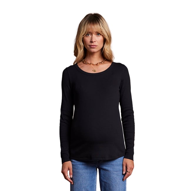 Lot 2 de tee-shirts de grossesse en côtes noir <span itemprop=