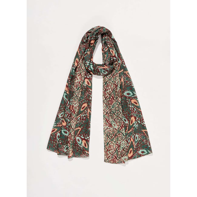 Grande étole fluide imprimée GRIMM marron terre cuite <span itemprop=