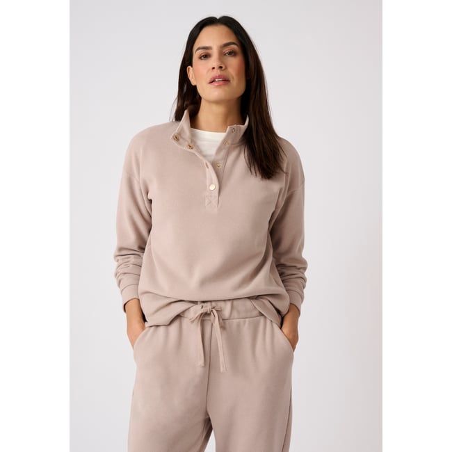 Sweat-shirt col montant pressionné côtes 1x1 - DAMART