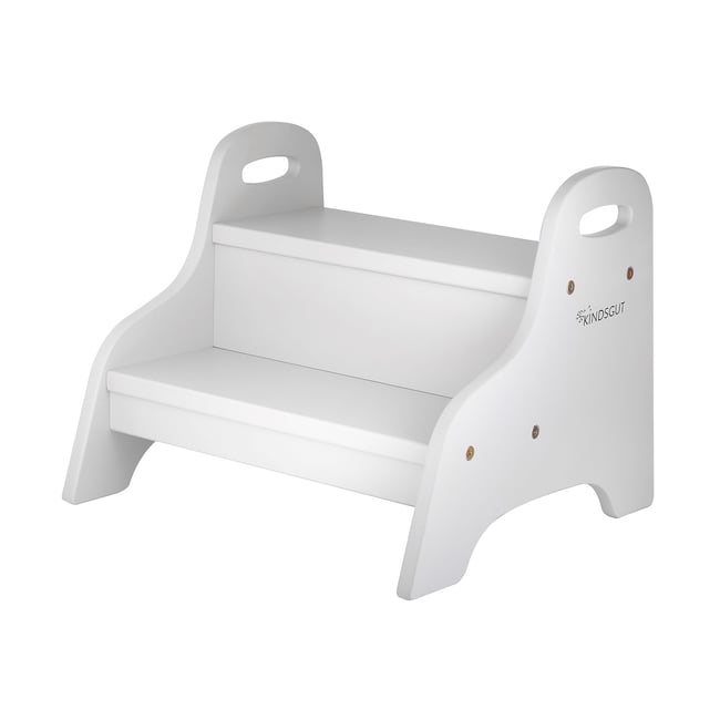 Marchepied enfant en bois gris clair <span itemprop=