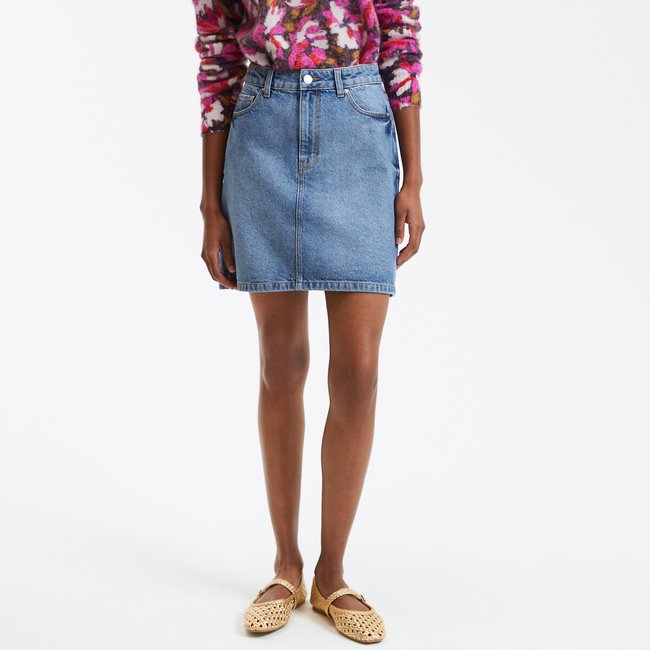 Jupe courte en denim bleu stone LA REDOUTE COLLECTIONS