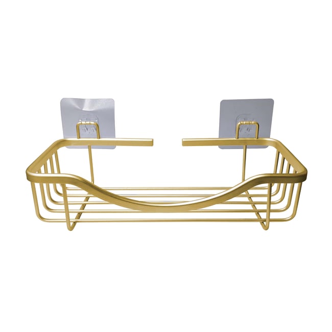Panier de douche adhésif en aluminium filaire sans perçage Couleur jaune <span itemprop=