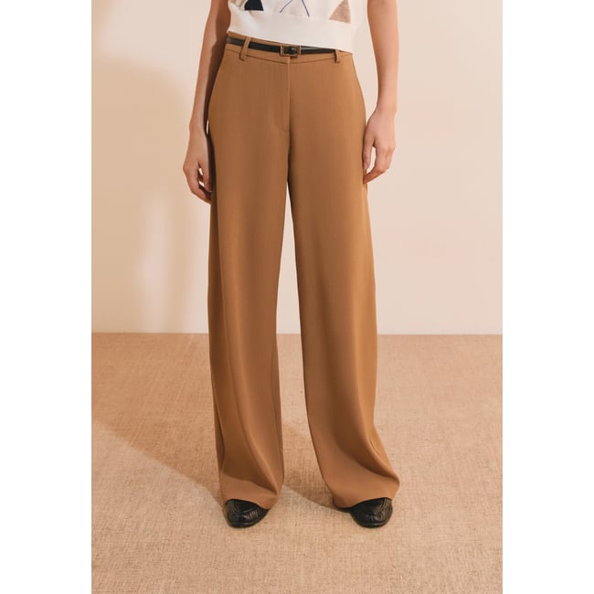 Pantalon fluide droit BARRY beige <span itemprop=