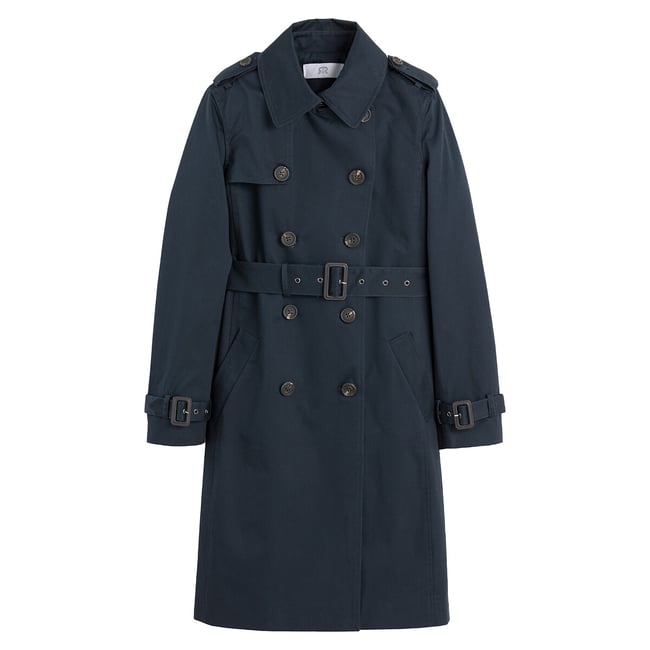 Long Buttoned Trench Coat, navy blue, LA REDOUTE COLLECTIONS