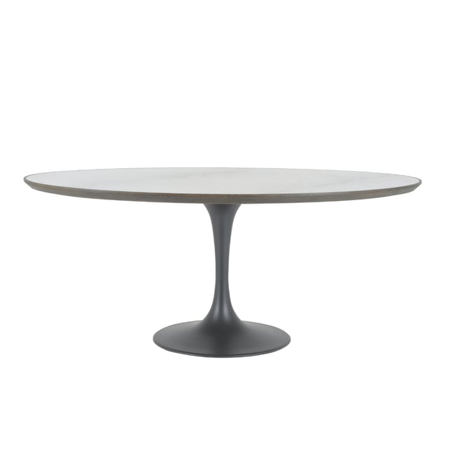Table de salle à manger ovale en marbre blanc L180 cm - TULIPE Couleur blanc <span itemprop=