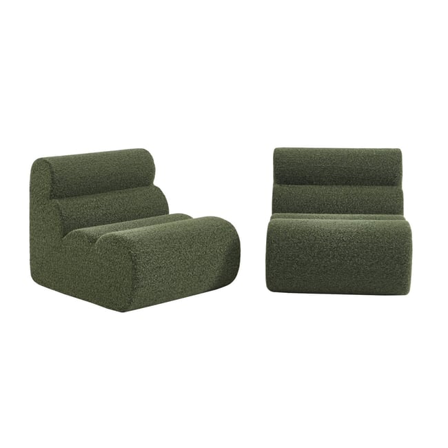 Chauffeuse compressée tissu effet alpaca 1 place (lot de 2) NOVA Couleur kaki <span itemprop=