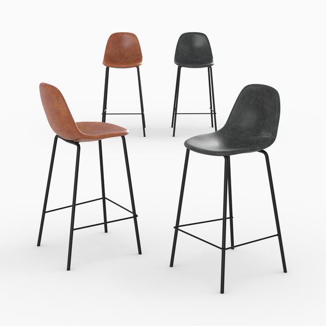 Pack 4 chaises pour îlot central 65 cm - HENRIK Couleur camel et gris <span itemprop=