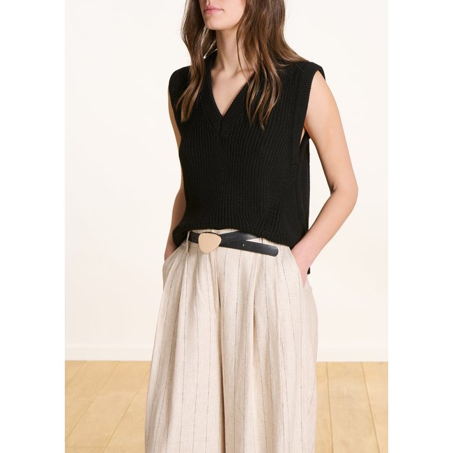 Ceinture en cuir boucle triangulaire noir <span itemprop=