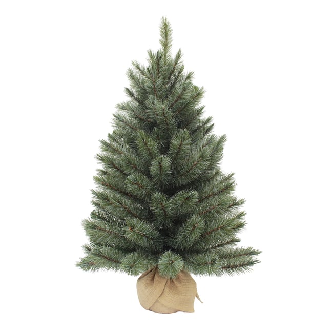 Sapin de Noël artificiel dans un sac en jute H60 cm FOREST FROSTED Couleur vert <span itemprop=