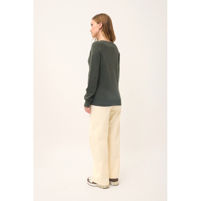 Pull Col V Kaki Chiné Phoebe kaki chiné <span itemprop=
