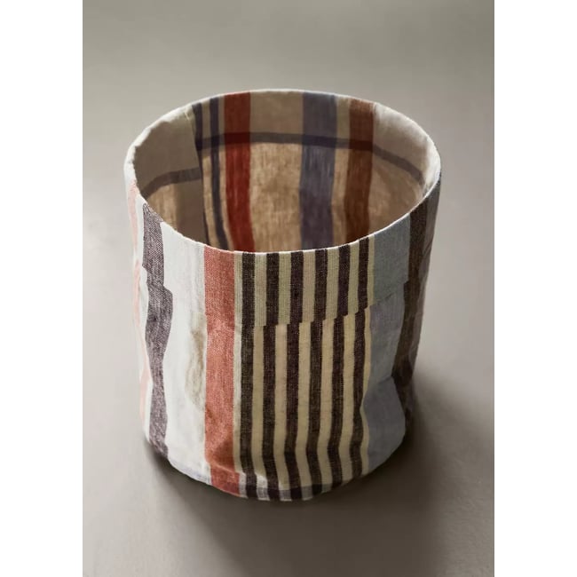 Panier à pain en lin rayée Couleur gris clair/pastel <span itemprop=