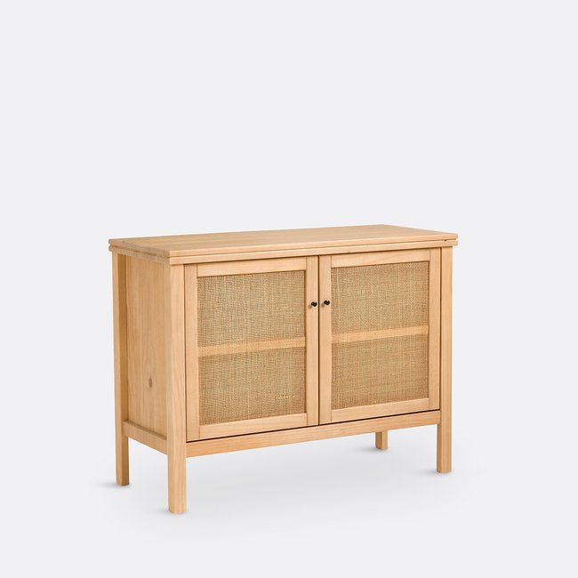 Aparador de pino y mimbre, Gabin natural <span itemprop=
