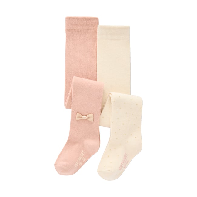 Lot de 2 paires de collants Noël bébé écru <span itemprop=