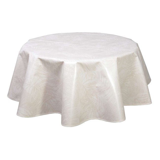 Nappe en toile cirée ronde VITALI beige <span itemprop=