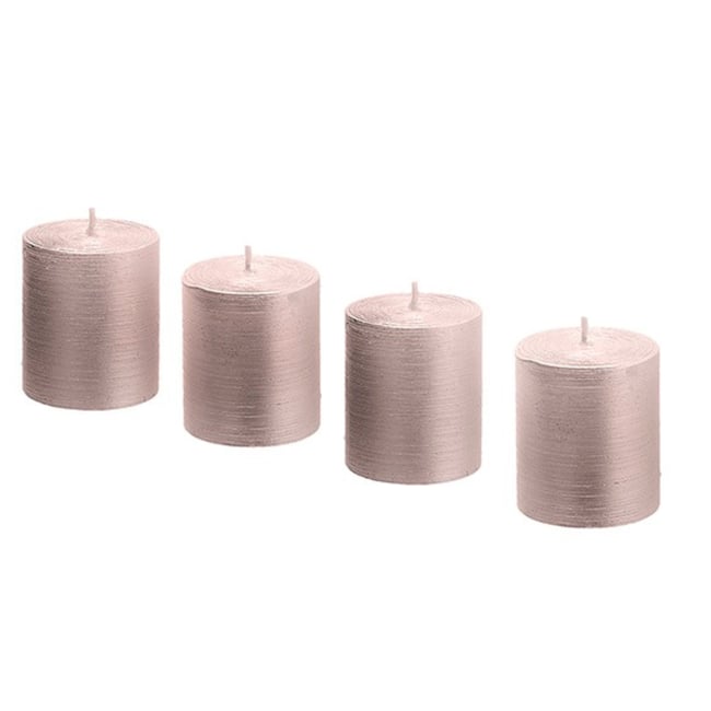 Set de 4 bougies cylindriques décoratives H5 Couleur rose <span itemprop=