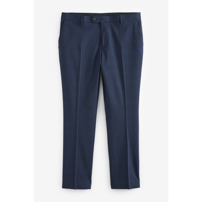 Pantalon de costume slim à carreaux bleu <span itemprop=