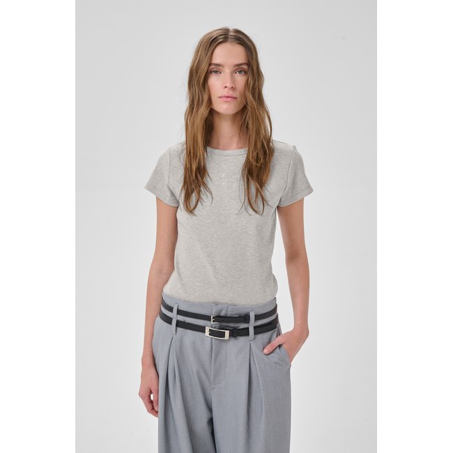 T-shirt à manches courtes coupe casual gris light grey melange <span itemprop=