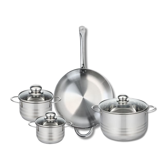 Batterie 1 poêle 32cm + 3 faitouts 14/16/24cm PROFI BRILLANT gris <span itemprop=