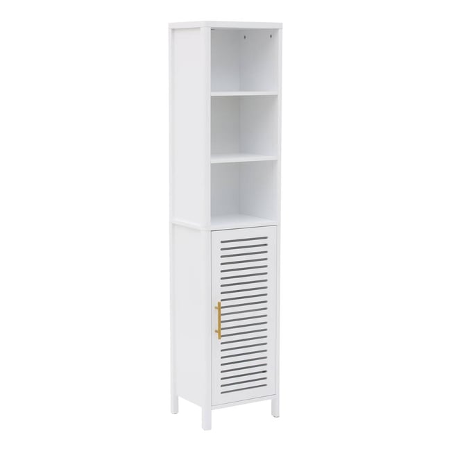 Colonne de salle de bain rectangulaire avec porte OREA Couleur blanc <span itemprop=