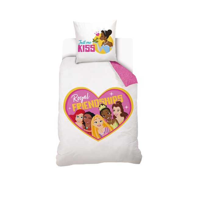 Parure de lit coton, cœur Disney Princesses blanc <span itemprop=