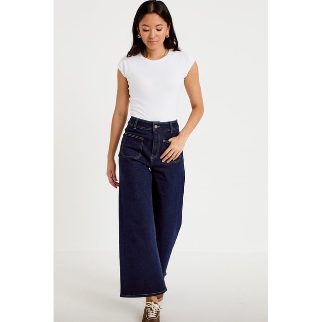 Jean wide leg cropped taille haute - CACHE CACHE