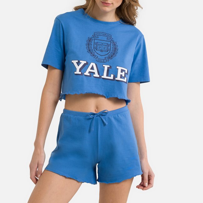 Pijama em algodão, Yale azul <span itemprop=