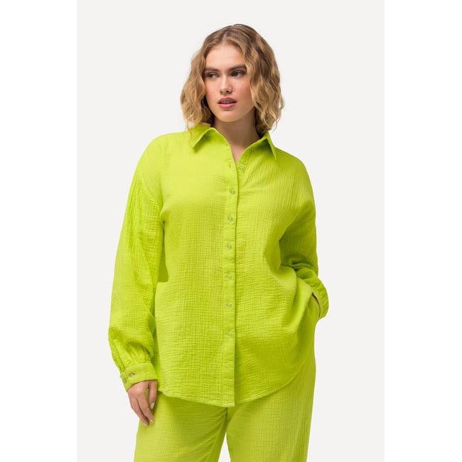Chemisier oversize en mousseline vert fluo <span itemprop=