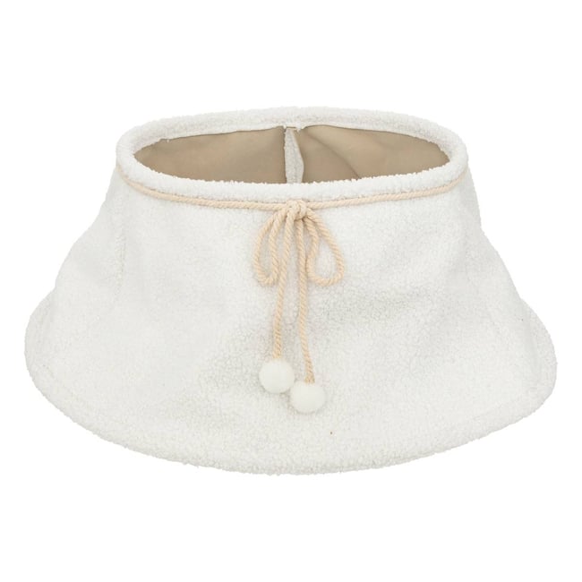 Cache pied de sapin bouclette D56 cm Couleur blanc <span itemprop=