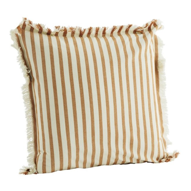 Housse de coussin coton rayé orange <span itemprop=