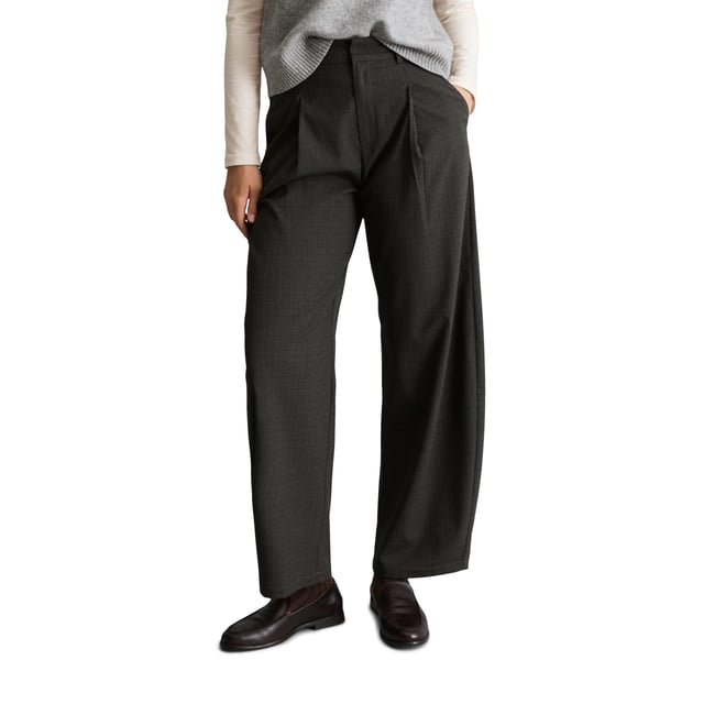 Pantalon à carreaux, coupe décontractée en un mélange de matières souples gris <span itemprop=