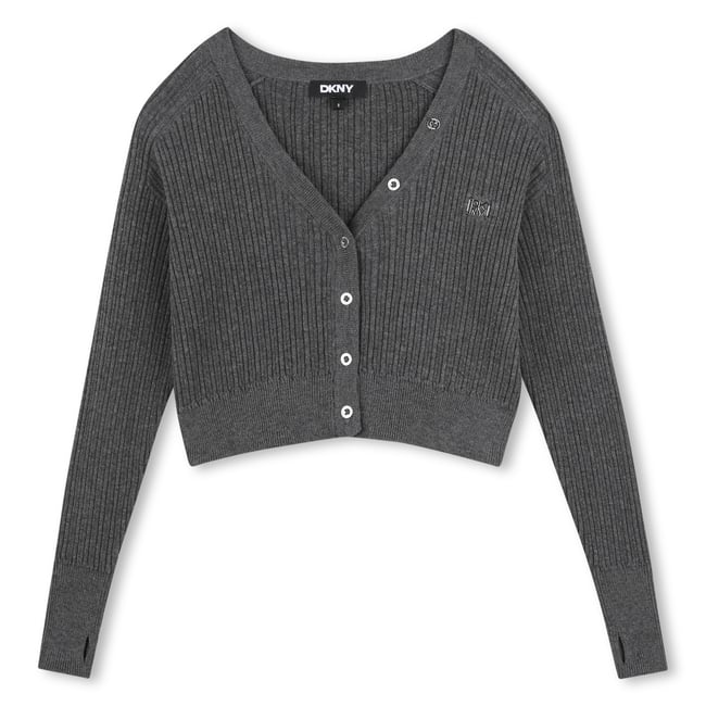 Cardigan en tricot gris chine <span itemprop=