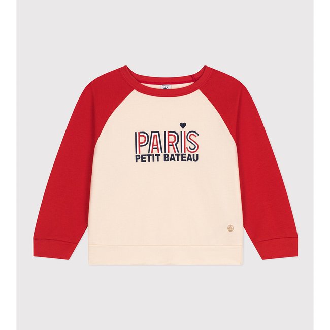 Sweat en molleton rouge/beige <span itemprop=