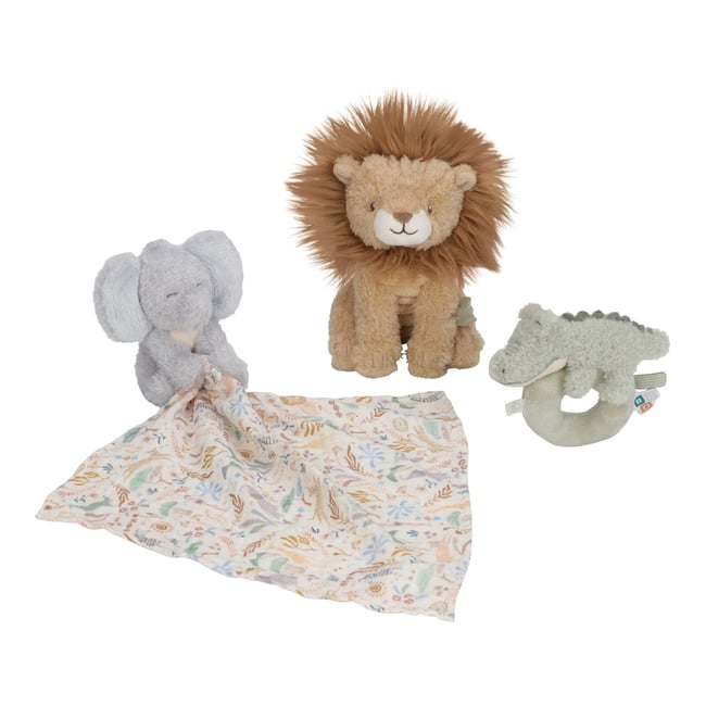 Coffret cadeau naissance SAFARI FRIENDS vert <span itemprop=