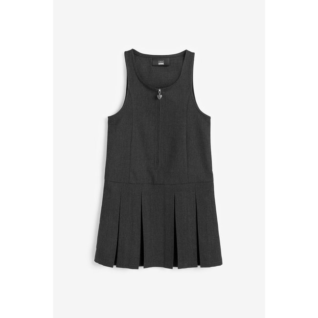 Robe chasuble zippée sur le devant - coupe slim gris <span itemprop=