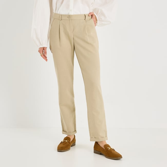 Pantalon à plis en lin mélangé - GRAIN DE MALICE