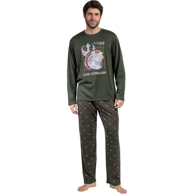 Pyjama pantalon top manches longues Resistance Pilot Star Wars vert <span itemprop=