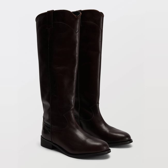 Bottes plates en cuir arbre <span itemprop=
