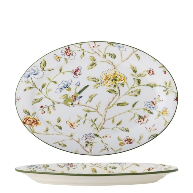 Plat de service ovale grès floral  Bloomie Couleur multicolore <span itemprop=