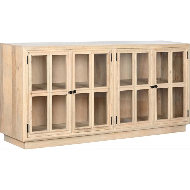 Buffet en bois et verre, vitrine élégance Couleur teinte naturelle de bois clair <span itemprop=