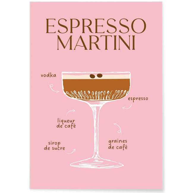 Affiche Cocktail Espresso Martini 2 Couleur blanc <span itemprop=