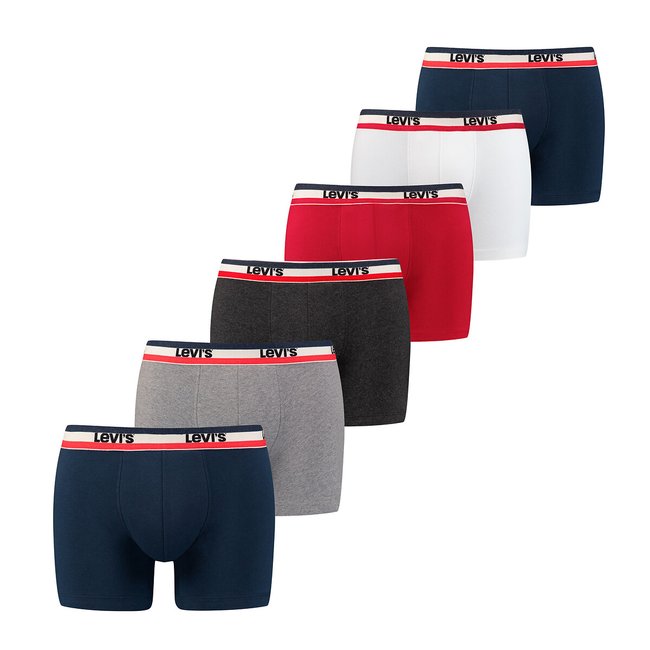 Lot de 6 boxers unis en coton multicolore <span itemprop=