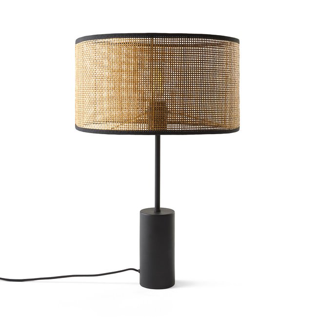 Cara Metal & Cane Table Lamp, black/natural, LA REDOUTE INTERIEURS