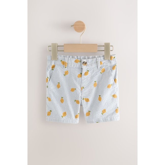 Short chino rayure ticking avec imprimé lemon all over <span itemprop=