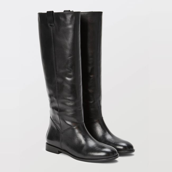 Bottes hautes en cuir noir <span itemprop=