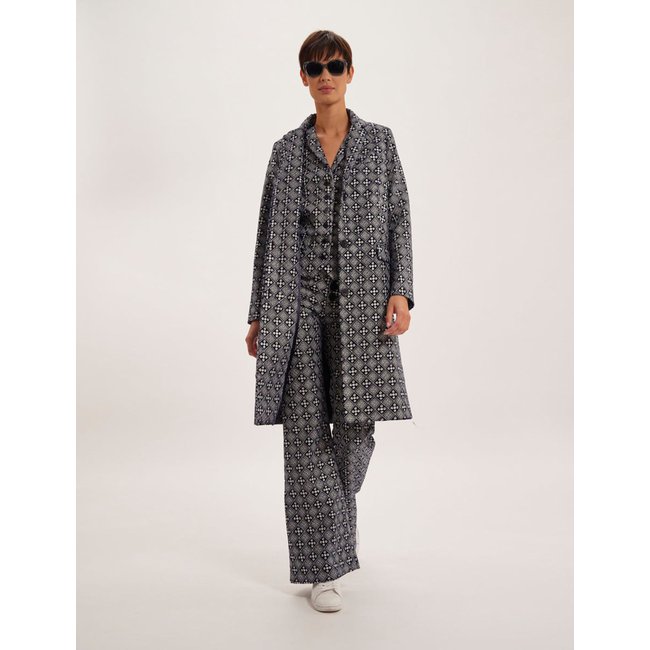 Manteau Franck brodé bleu et blanc navy white <span itemprop=