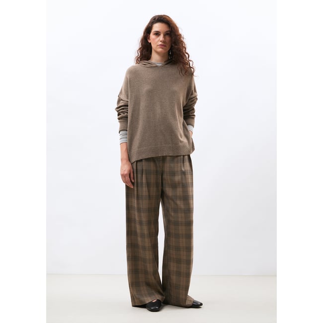 Pantalon large à motif prince de Galles greige/denim <span itemprop=