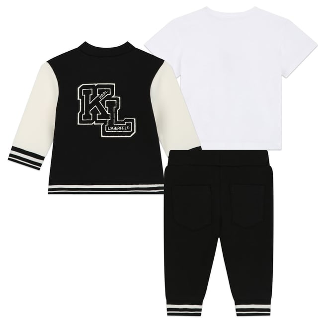 Ensemble 3 pièces jogging ecru noir <span itemprop=
