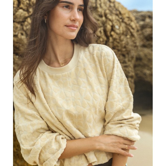 Sweat jacquard éponge SPONGY sable <span itemprop=