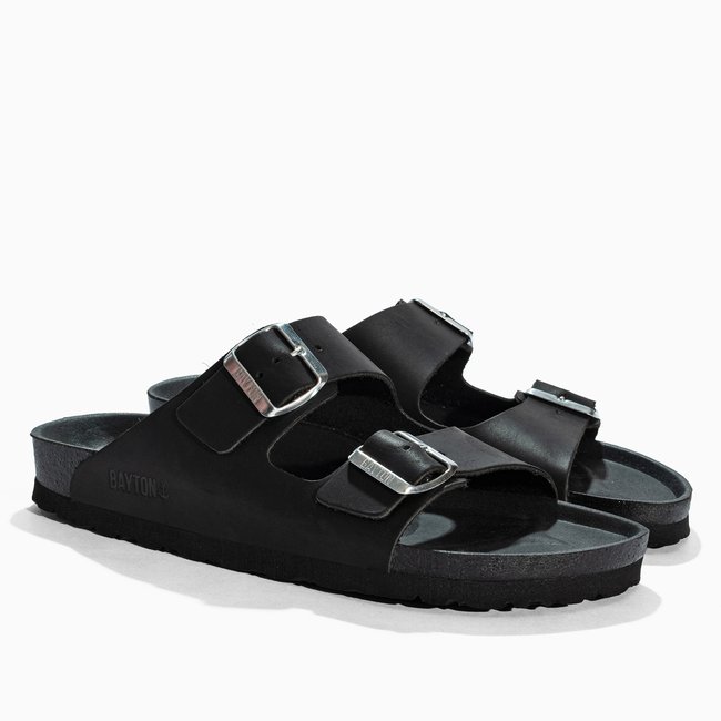 Sandales en cuir ATLAS pour homme noir <span itemprop=